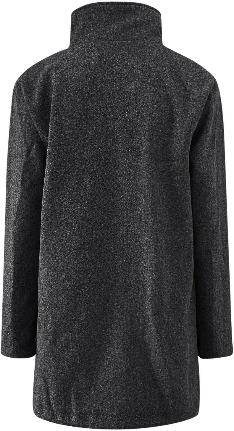 Canbebig Womens Pea Coats Wool Blend Coats Stand Collar Jackets Long Sleeve Overcoats Oversized Long Jackets with Pockets