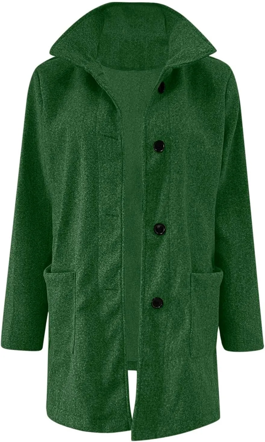 Canbebig Womens Pea Coats Wool Blend Coats Stand Collar Jackets Long Sleeve Overcoats Oversized Long Jackets with Pockets