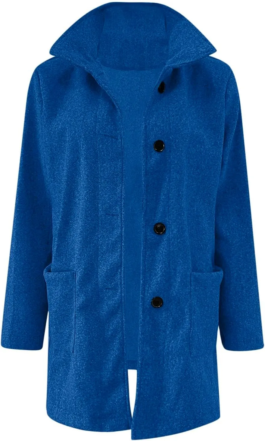 Canbebig Womens Pea Coats Wool Blend Coats Stand Collar Jackets Long Sleeve Overcoats Oversized Long Jackets with Pockets