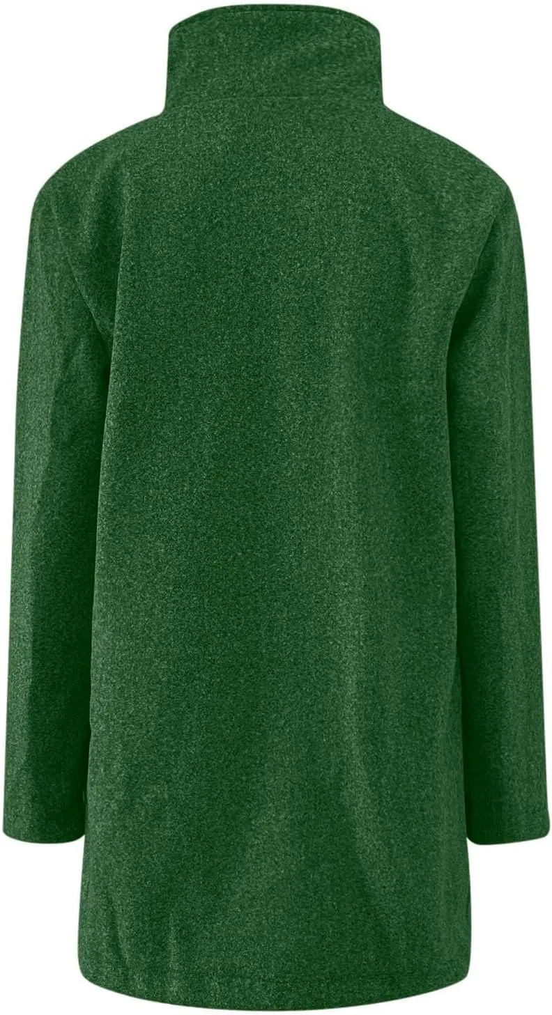 Canbebig Womens Pea Coats Wool Blend Coats Stand Collar Jackets Long Sleeve Overcoats Oversized Long Jackets with Pockets
