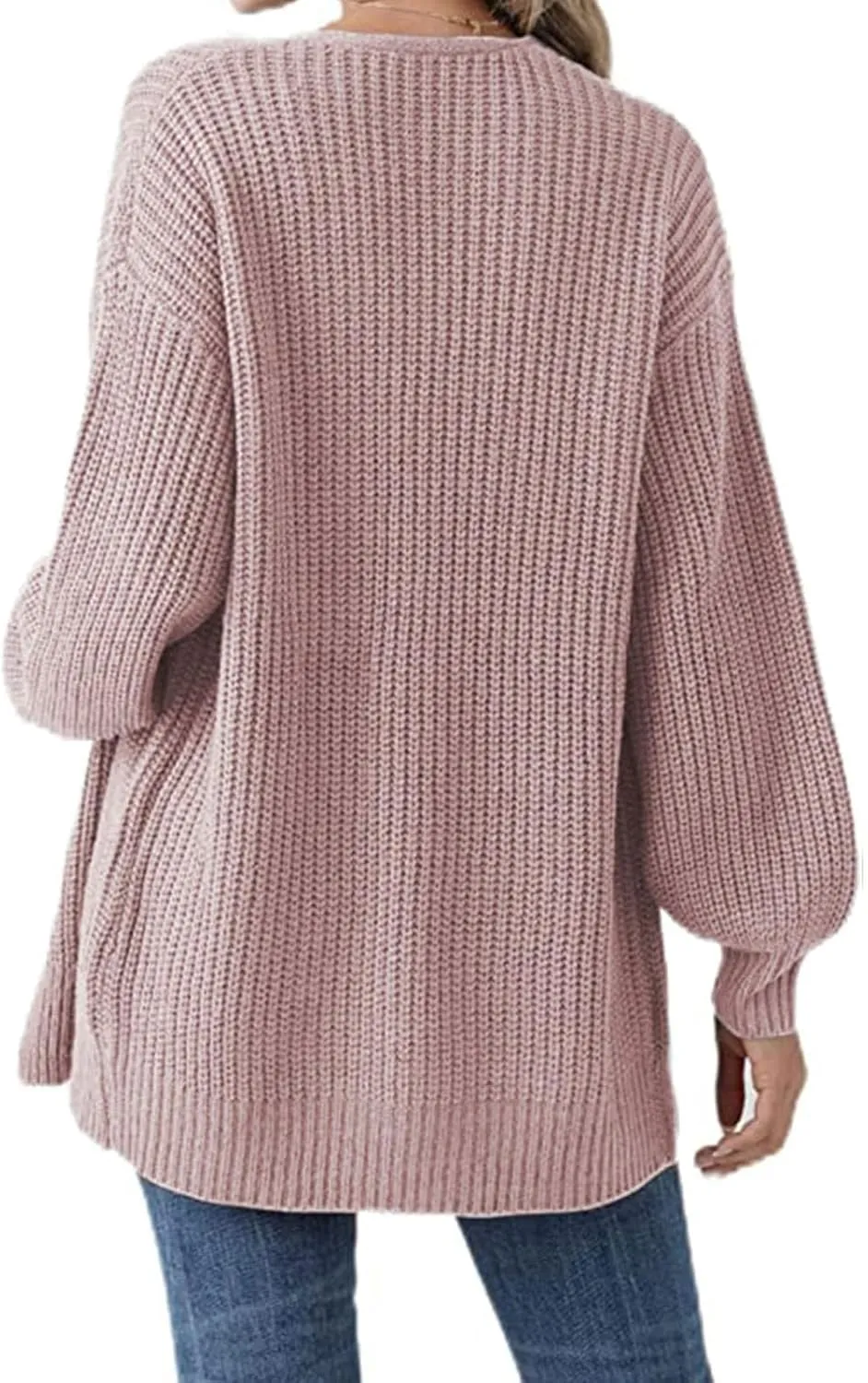 Cardigans for Women Trendy Lantern Sleeve Cardigan Sweaters Casual Cable Knitted Sweater Open Front Coat Outwear