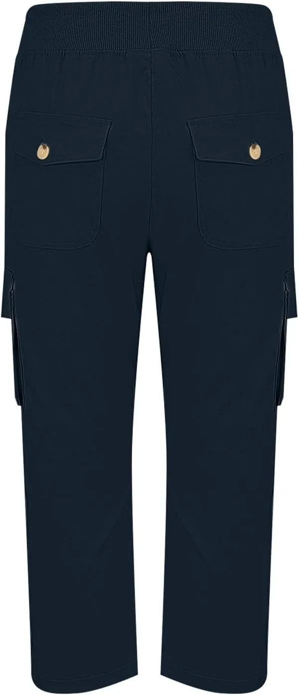 Cargo Capris for Women Lightweight Quick Dry Hiking Pants Casual Drawstring Capri Pants with Pockets Travel Pant