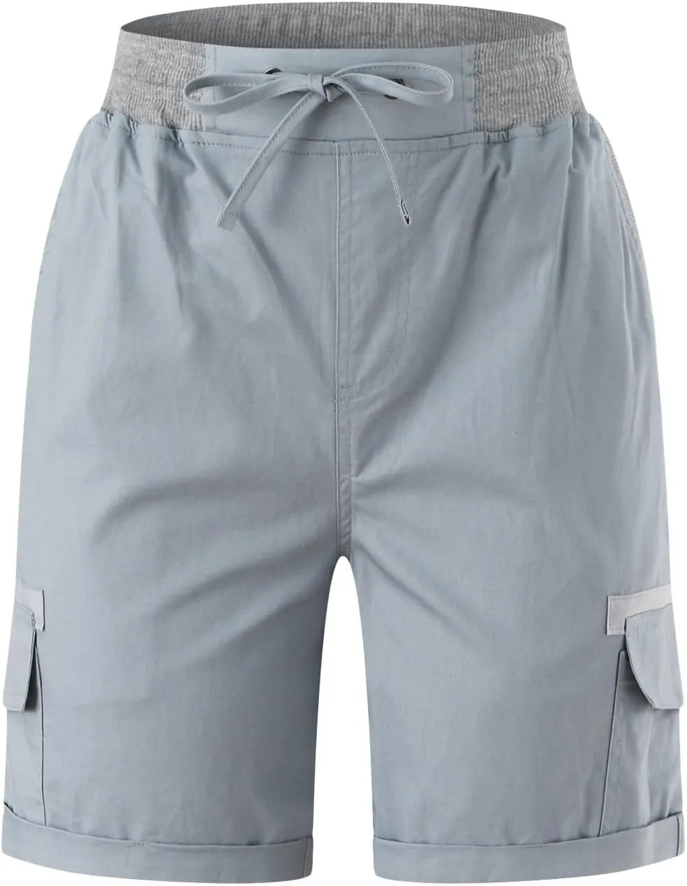 Cargo Shorts for Women Casual Summer High Waisted Chino Shorts Ribbed Elastic Waist Comfy Shorts 2024 Trendy