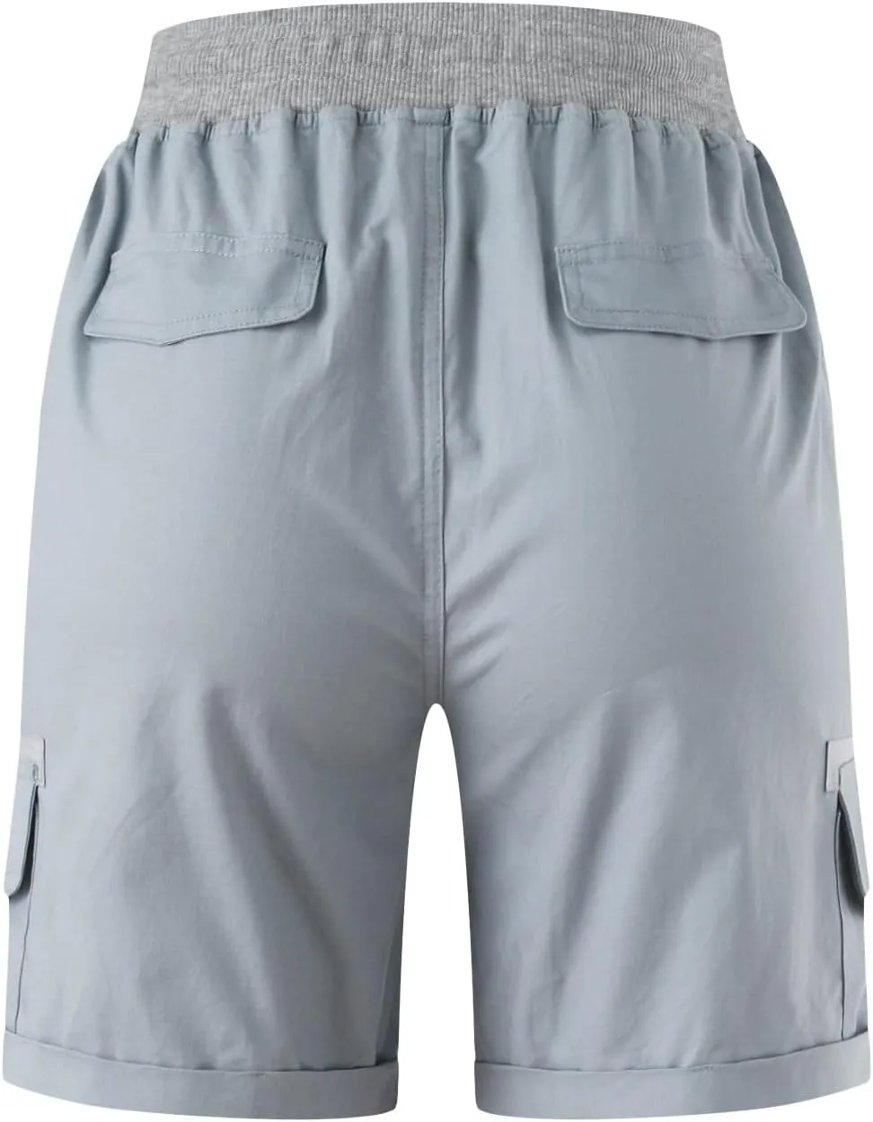 Cargo Shorts for Women Casual Summer High Waisted Chino Shorts Ribbed Elastic Waist Comfy Shorts 2024 Trendy
