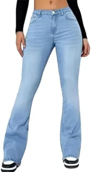 Celestias Lift Jeans, Womens Curvy High Waist Tummy Control Stretch Butt Lifting Flare Skinny Jeans