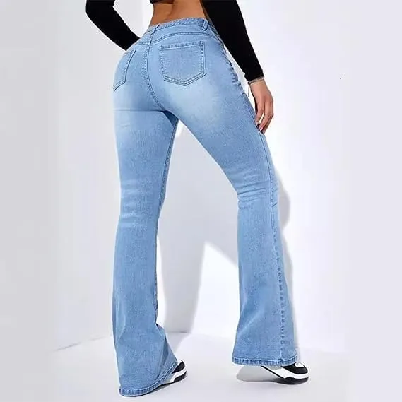 Celestias Lift Jeans, Womens Curvy High Waist Tummy Control Stretch Butt Lifting Flare Skinny Jeans