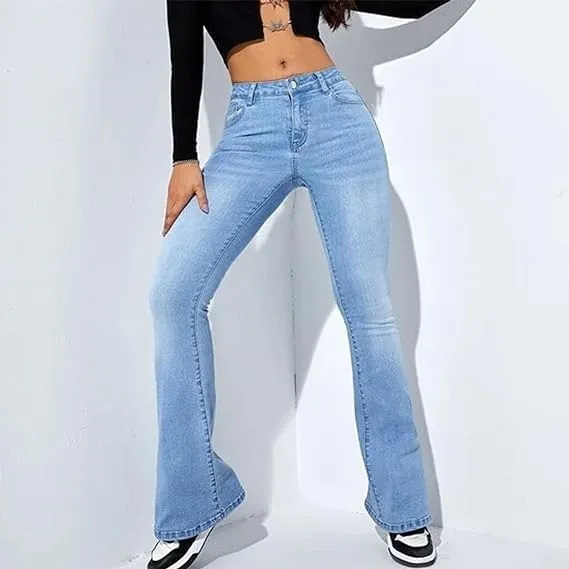 Celestias Lift Jeans, Womens Curvy High Waist Tummy Control Stretch Butt Lifting Flare Skinny Jeans