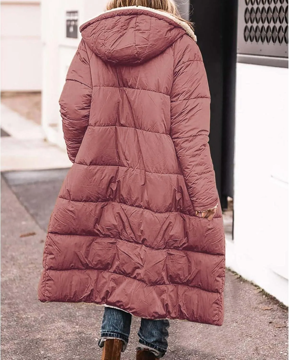 Coat Parka Jacket Xs-Xxl Fleece Lined Long Sleeve Outwear Full Zipper Solid Coat Winter Warm Women Long Quilted Coat