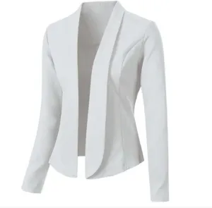 Collarless Blazer Jackets for Women Tweed Women Suit Long Sleeve Dressy Trendy Blazers Loose Oversized Cardigan