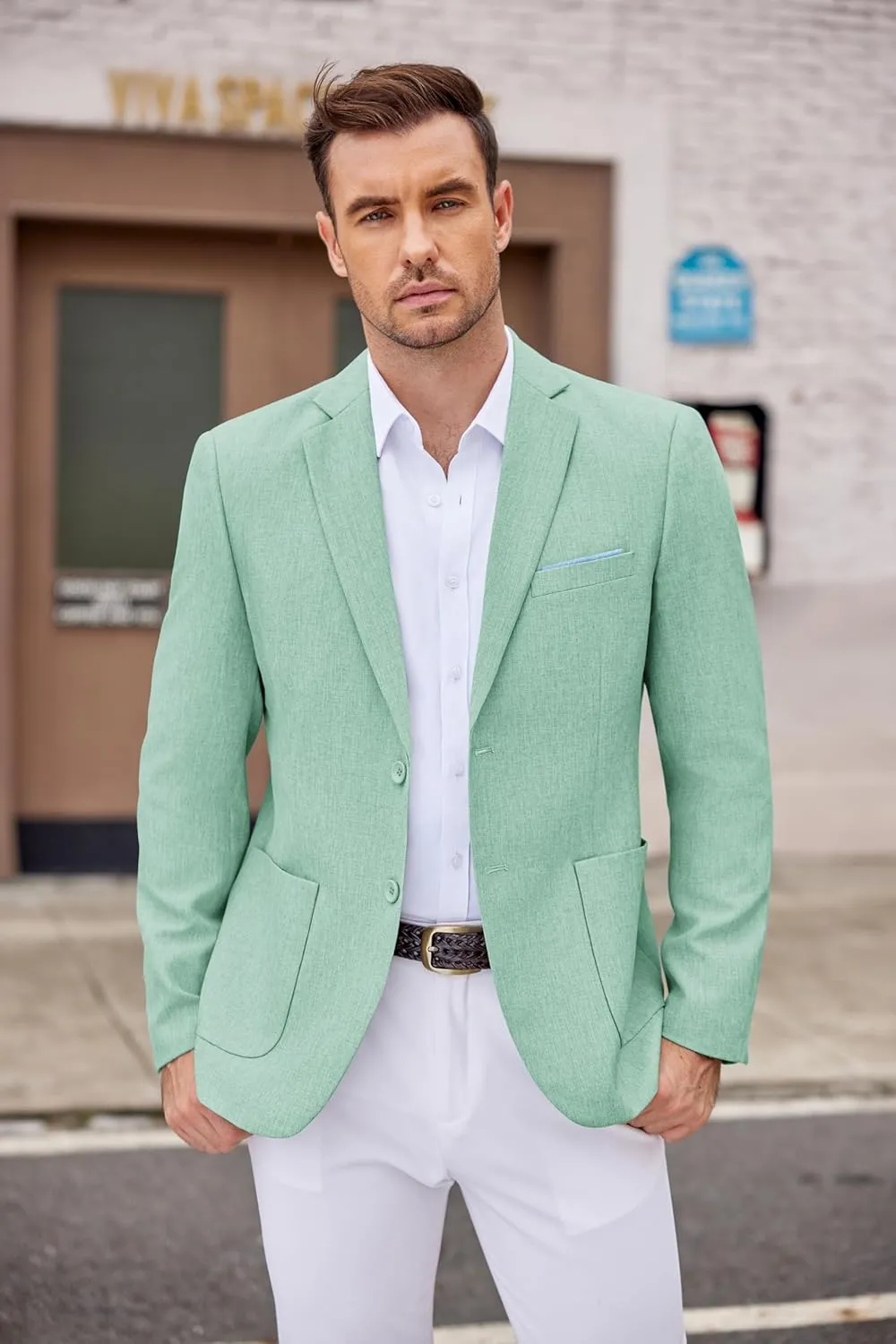 COOFANDY Men's Casual Blazer Two Button Sport Coats Lightweight Printed Lining Suit Jacket