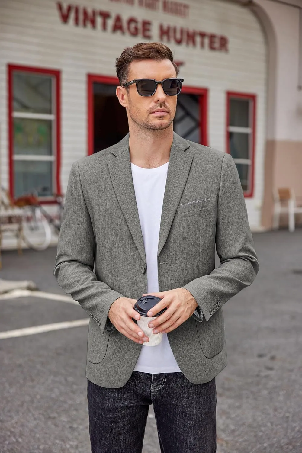COOFANDY Men's Casual Blazer Two Button Sport Coats Lightweight Printed Lining Suit Jacket