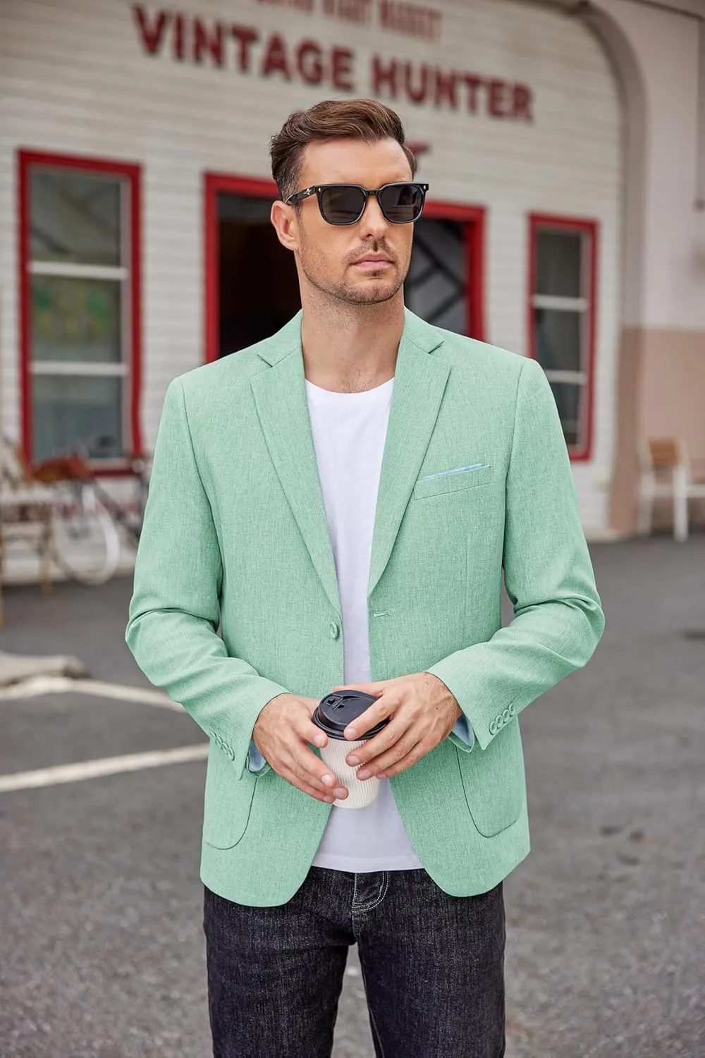COOFANDY Men's Casual Blazer Two Button Sport Coats Lightweight Printed Lining Suit Jacket