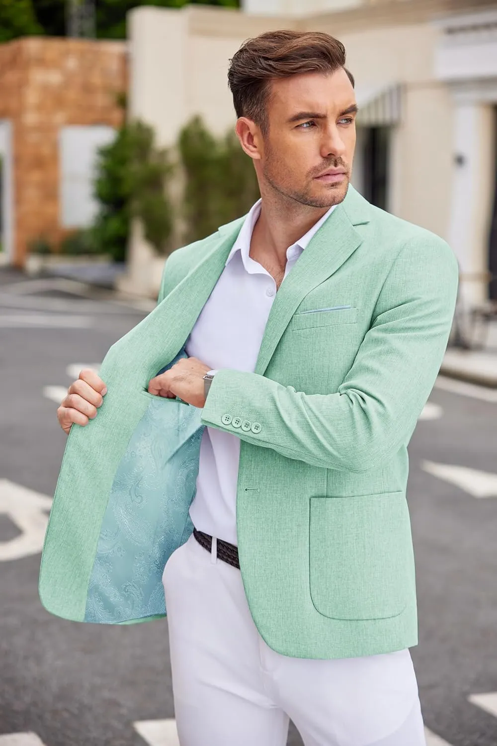 COOFANDY Men's Casual Blazer Two Button Sport Coats Lightweight Printed Lining Suit Jacket