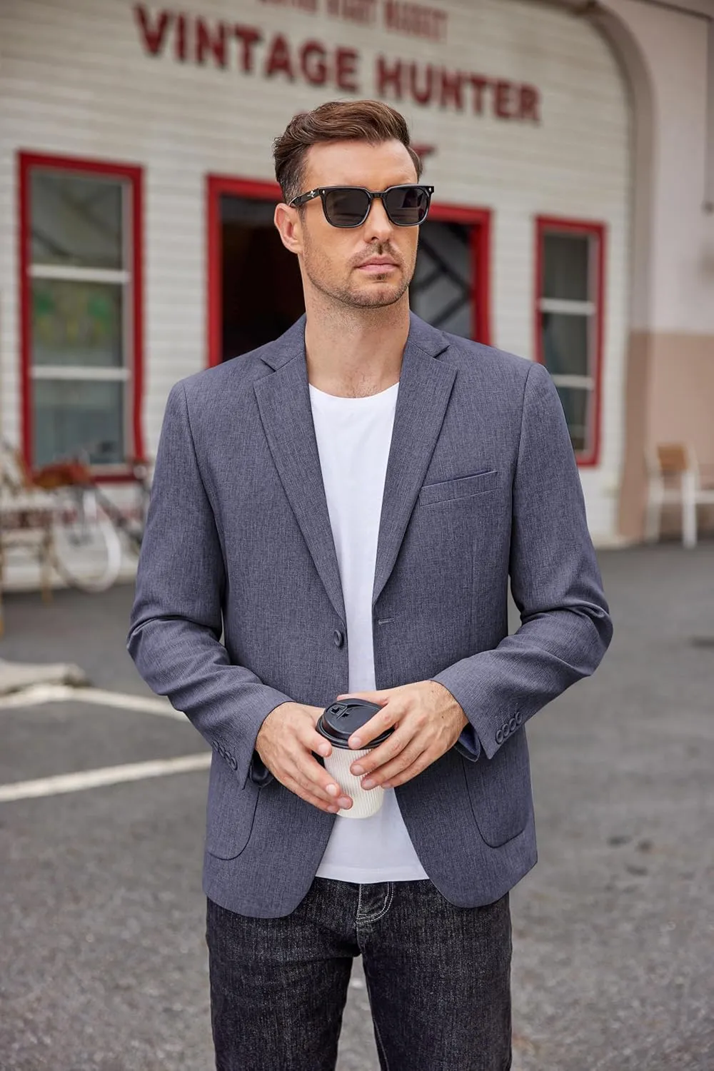 COOFANDY Men's Casual Blazer Two Button Sport Coats Lightweight Printed Lining Suit Jacket