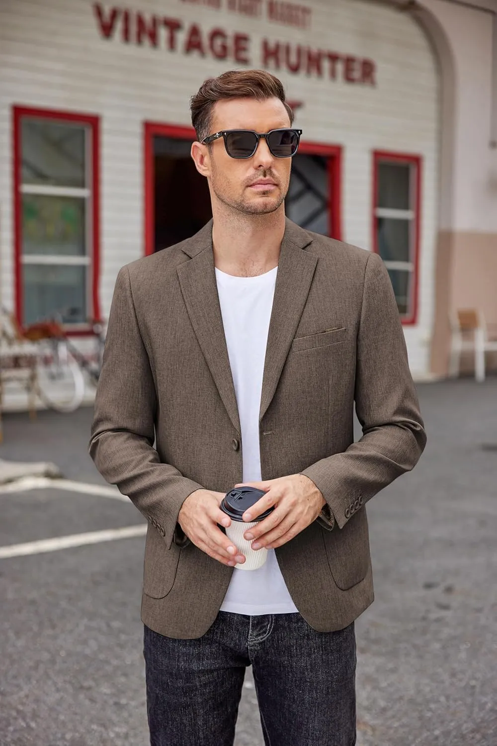 COOFANDY Men's Casual Blazer Two Button Sport Coats Lightweight Printed Lining Suit Jacket