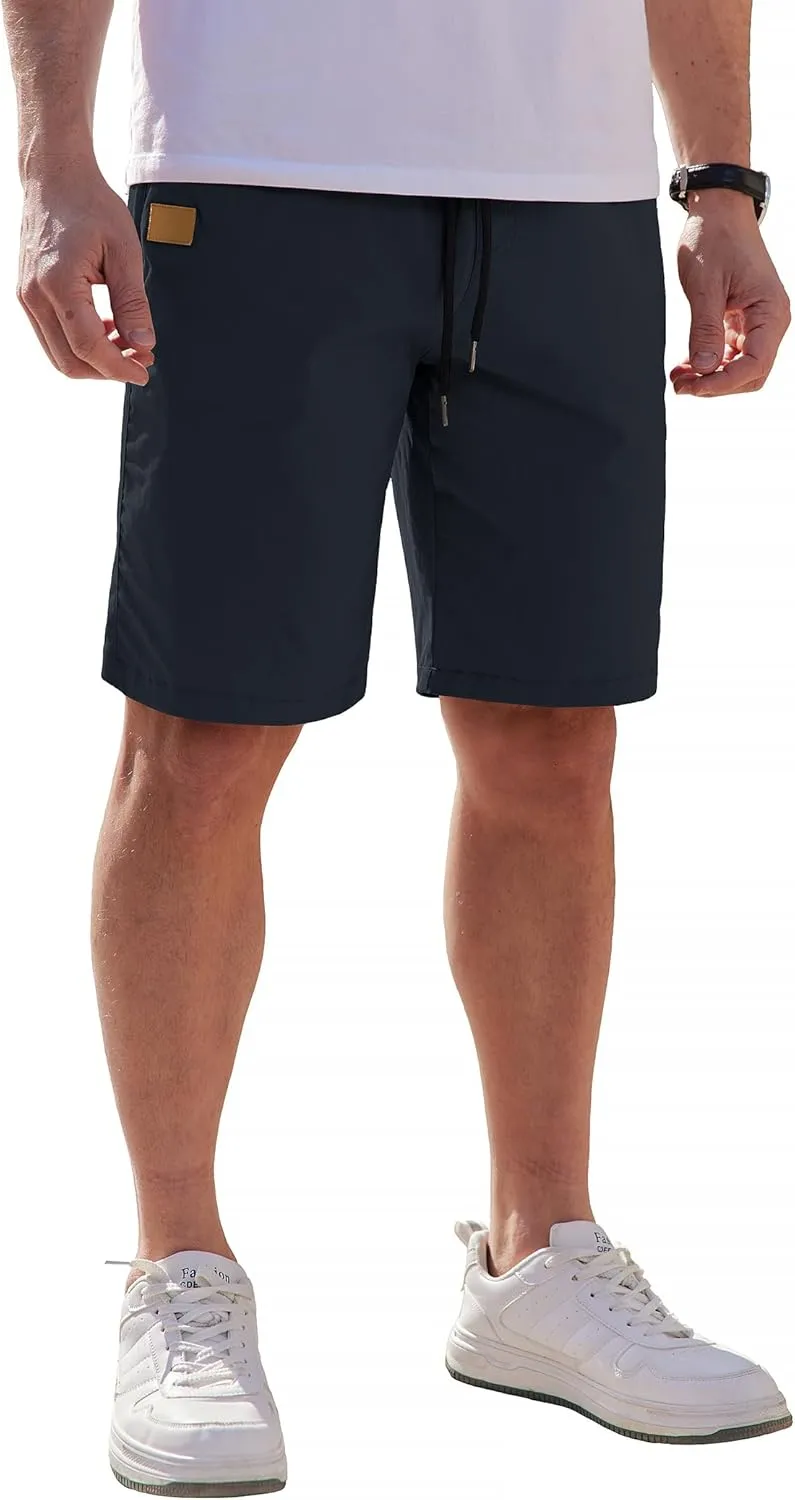 COOFANDY Mens Casual Shorts Cotton Elastic Waist Drawstring Shorts Lightweight Summer Beach Shorts