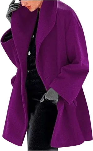 cooki Trench Coat for Women 2023 Hooded Woolen Coat Long Sleeve Loose Lapel Windproof Pea Coat Winter Warm Oversized Jackets