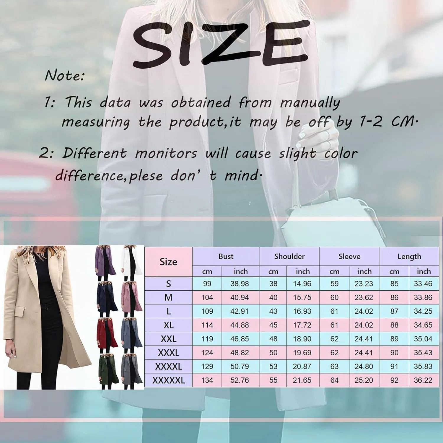 cooki Trench Coat for Women 2024 Fall Fashion Lapel Pea Coat Long Lightweight Jacket Winter Wool Blend Coats Outerwear