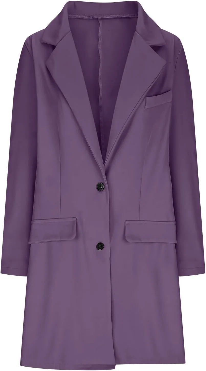cooki Trench Coat for Women 2024 Fall Fashion Lapel Pea Coat Long Lightweight Jacket Winter Wool Blend Coats Outerwear