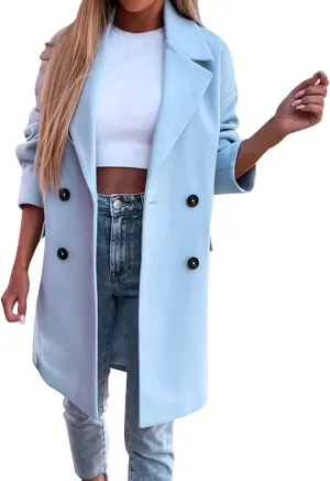 cooki Winter Coats for Women 2023 Trendy Wool Coat Women Double Breasted Trench Coat Women Plus Size Jacket for Women Casual