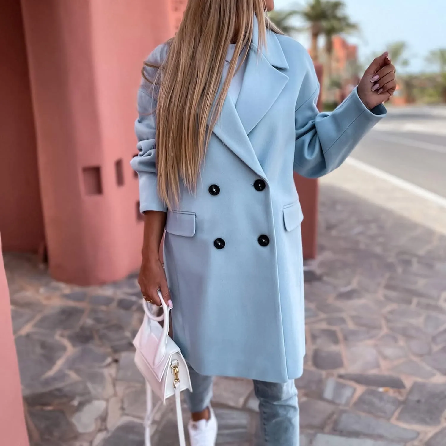 cooki Winter Coats for Women 2023 Trendy Wool Coat Women Double Breasted Trench Coat Women Plus Size Jacket for Women Casual