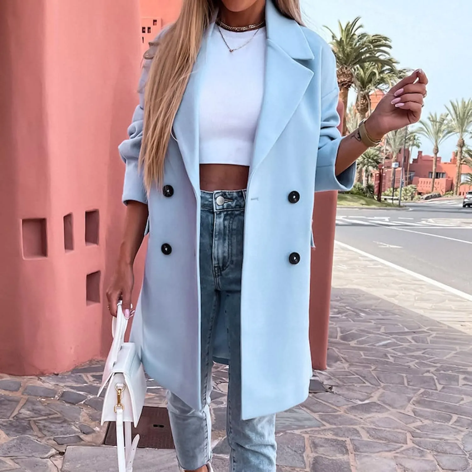 cooki Winter Coats for Women 2023 Trendy Wool Coat Women Double Breasted Trench Coat Women Plus Size Jacket for Women Casual