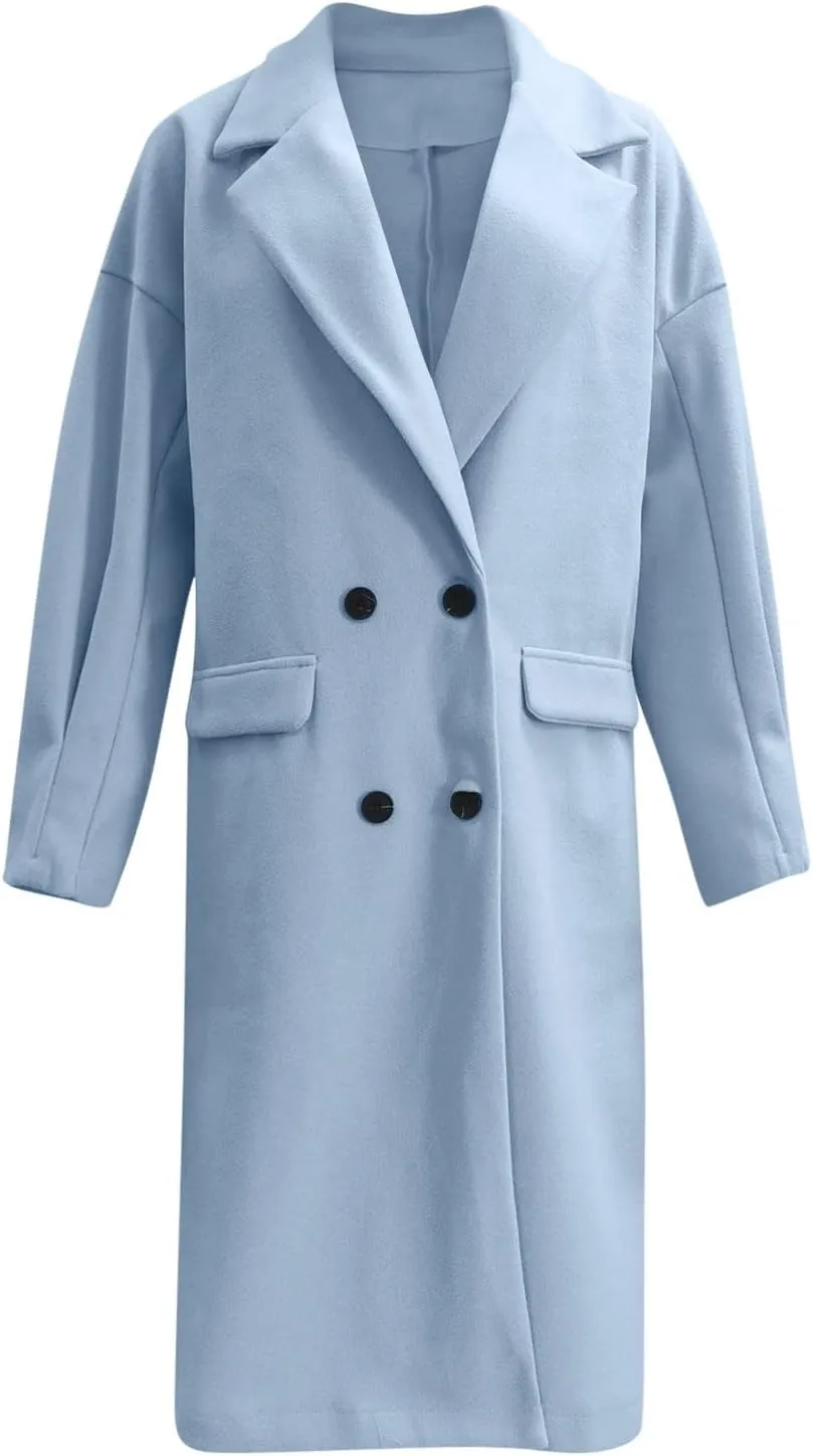cooki Winter Coats for Women 2023 Trendy Wool Coat Women Double Breasted Trench Coat Women Plus Size Jacket for Women Casual