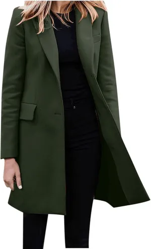 cooki Womens Coats Winter Wool Blend Trench Coats Lapel Pea Coat Plus Size Long Jackets With Pocket Double Breasted Peacoats