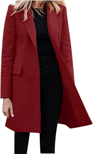 cooki womens winter coats Wool Blend Trench Coats Lapel Pea Coat Plus Size Long Jackets With Pocket Double Breasted Peacoats