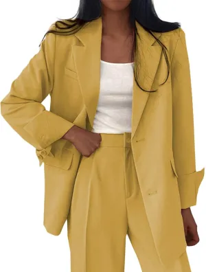Cropped Suit Jacket Women Tweed Women Blazers Long Sleeve Causal Winter Coat Loose Fit With Pockets Blazers