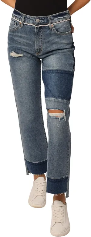 DEAR JOHN Jodi Women's Jeans Straight Leg High Rise Cropped Inseam