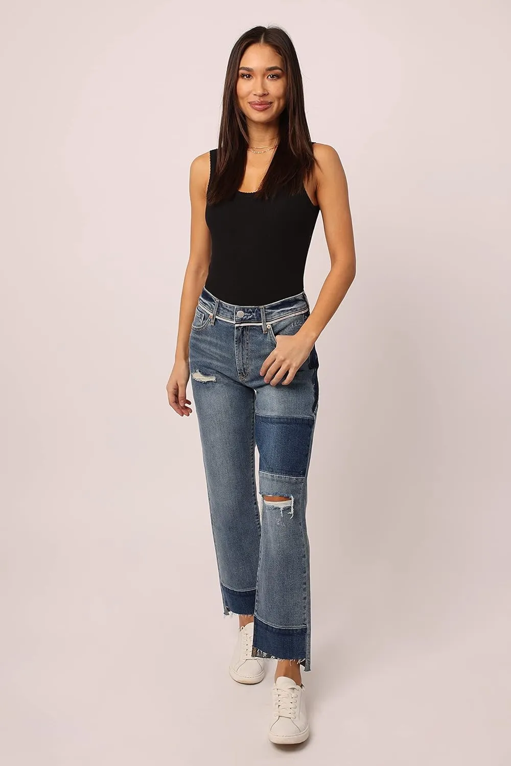 DEAR JOHN Jodi Women's Jeans Straight Leg High Rise Cropped Inseam