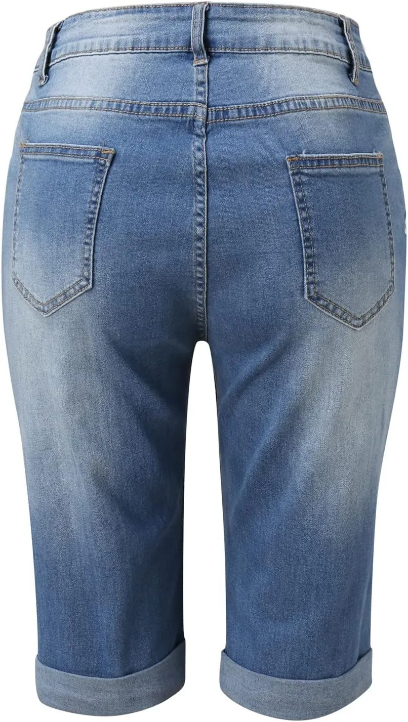 Denim Shorts for Women Stylish High Waisted Jean Shorts 2024 Summer Hem Distressed Short Jeans Causal Comfy Jean Shorts