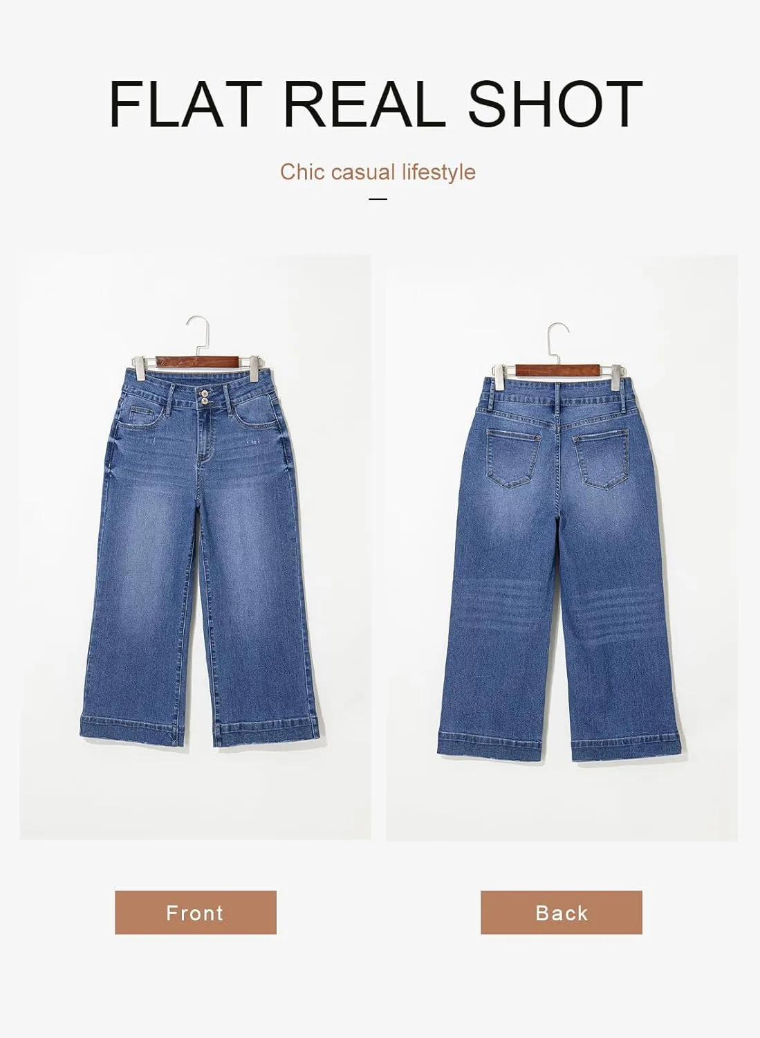 Dokotoo Womens Summer Jeans High Waisted Wide Leg Baggy Jeans for Women Stretch Denim Pants