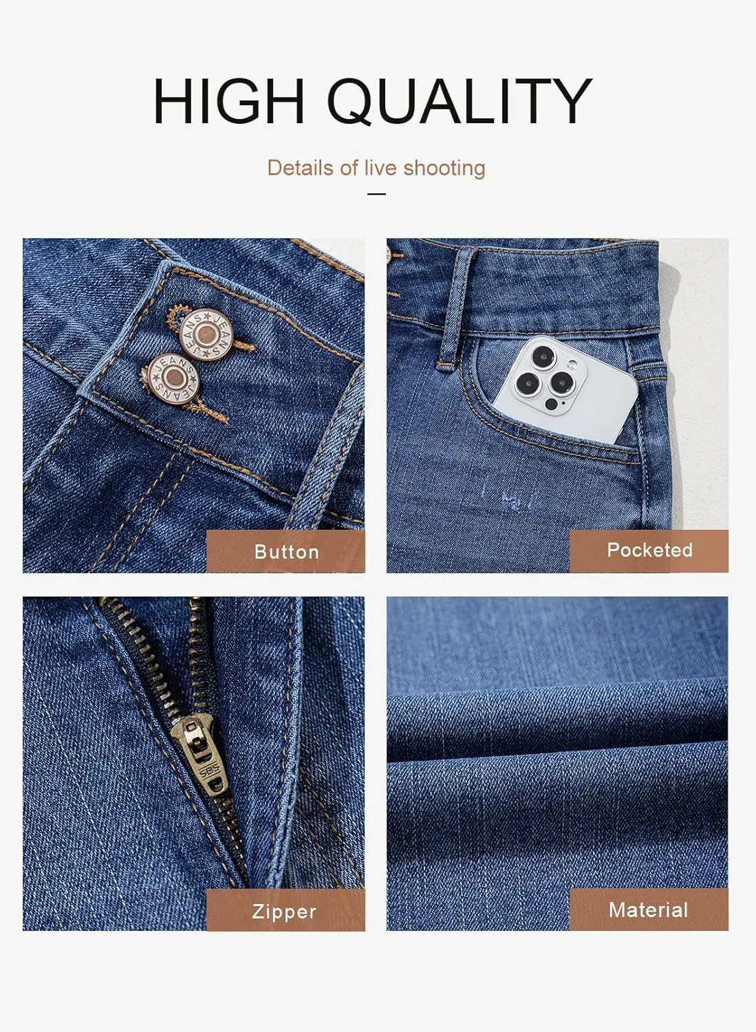 Dokotoo Womens Summer Jeans High Waisted Wide Leg Baggy Jeans for Women Stretch Denim Pants