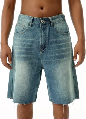 EMMIOL Baggy Jorts Men Jean Shorts Summer, y2k Grunge Denim Shorts Vintage Distressed Loose Fit Streetwear