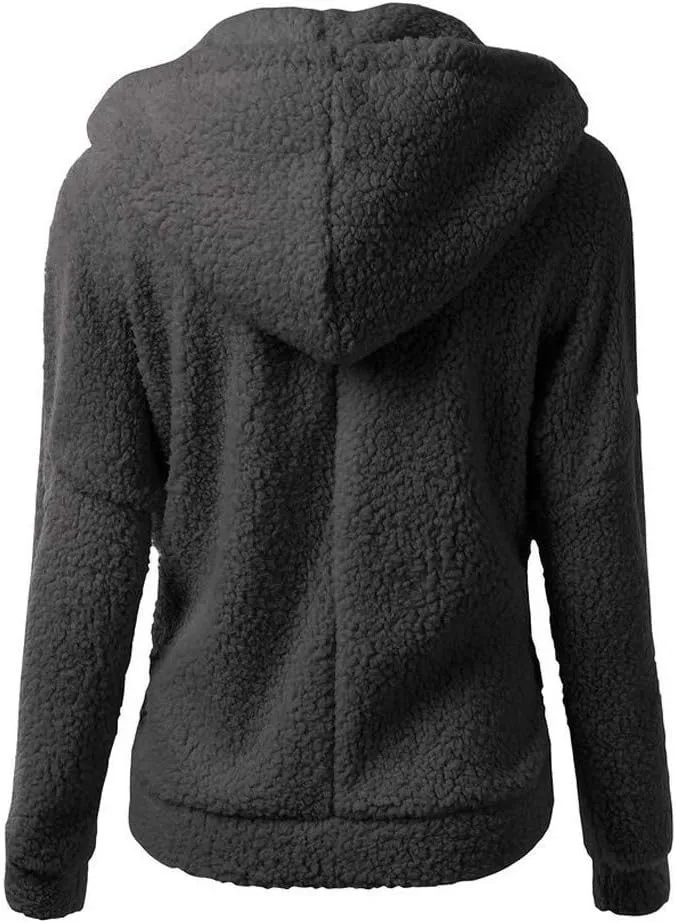 Fall Jackets for women 2024 Faux Fur Sherpa Jacket Fuzzy Hooded Jacket Winter Coats Shearling Outwear Shaggy Coat