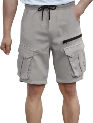 Fashion Cargo Shorts for Men Multi-Pocket Zipper Men's Pants Casual Loose Solid Color Shorts