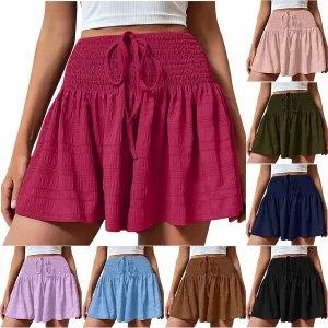 Fashion Flowy Shorts for Women High Waisted Wide Leg Shorts Ruffle Hem Flared Flowy Shorts 2024 Dressy Summer Shorts