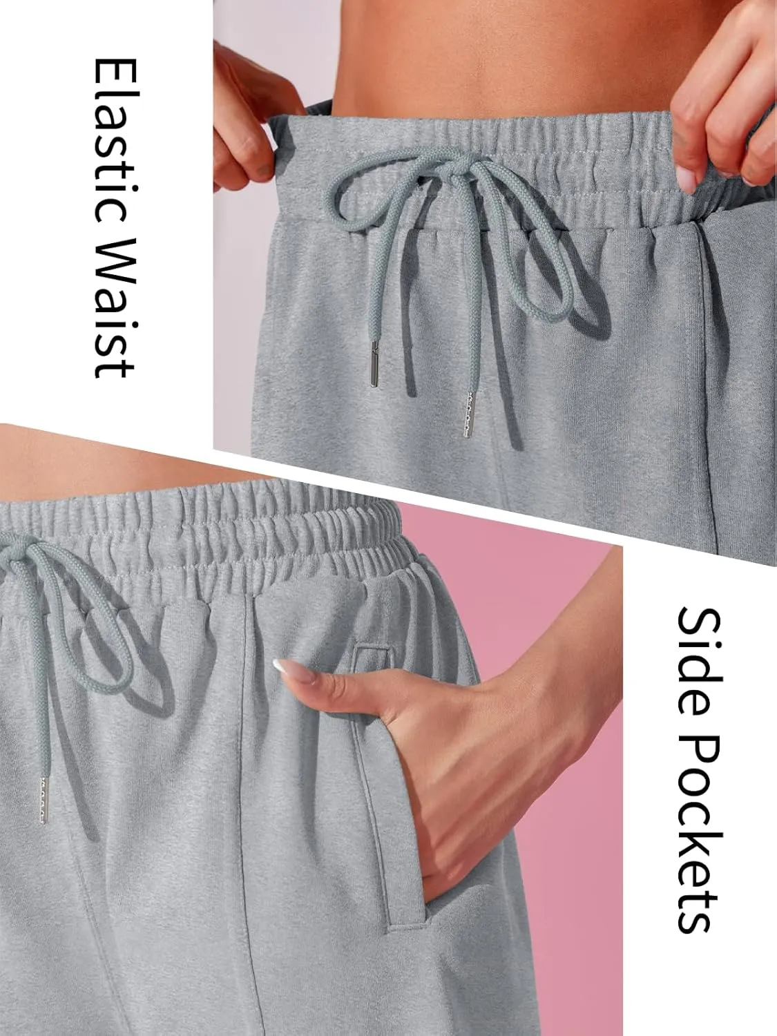 Fisoew Women's Sweat Shorts High Waisted Athletic Shorts Summer Casual Drawstring Loose Lounge Shorts with Pockets