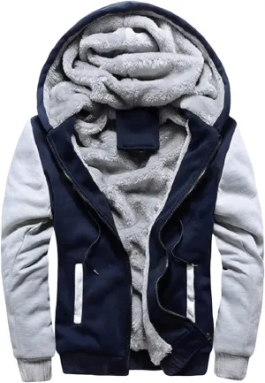 Fleece Hoodie Men Winter Heavyweight Sherpa Lined Zipper Sweatshirt Casual Workout Warm Hoodies Thick Jackets Pockets