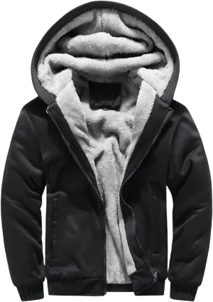 Fleece Hoodie Men Winter Heavyweight Sherpa Lined Zipper Sweatshirt Casual Workout Warm Hoodies Thick Jackets Pockets
