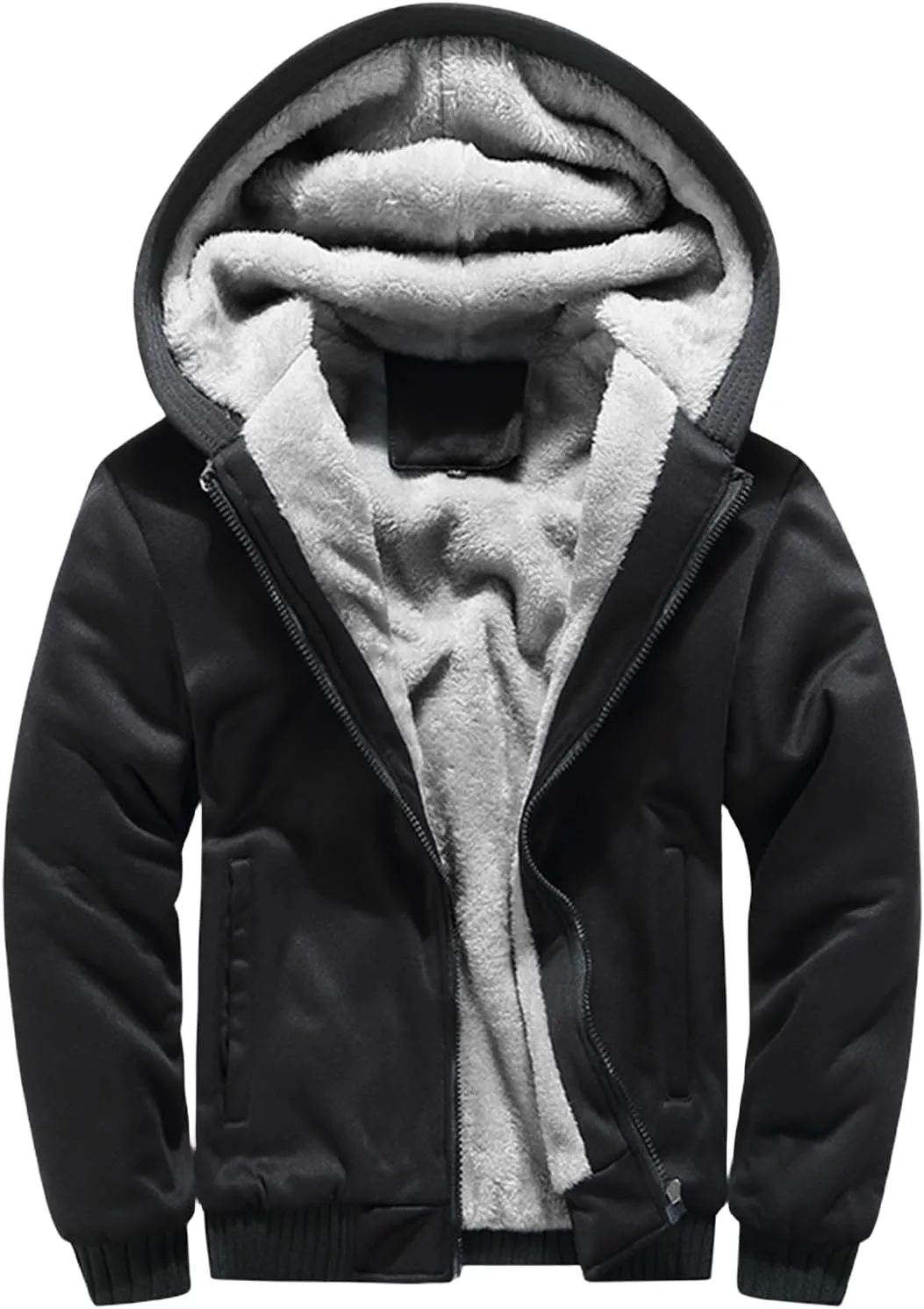 Fleece Hoodie Men Winter Heavyweight Sherpa Lined Zipper Sweatshirt Casual Workout Warm Hoodies Thick Jackets Pockets