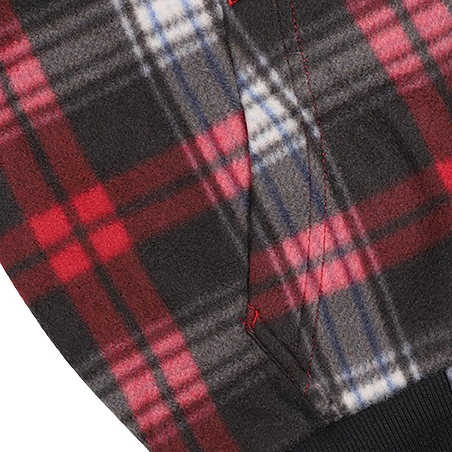 Fleece Jacket Men Full Zip Sherpa Lined Plaid Checkered Crewneck Sweatshirt Big and Tall Hoodies Warm Winter Coat