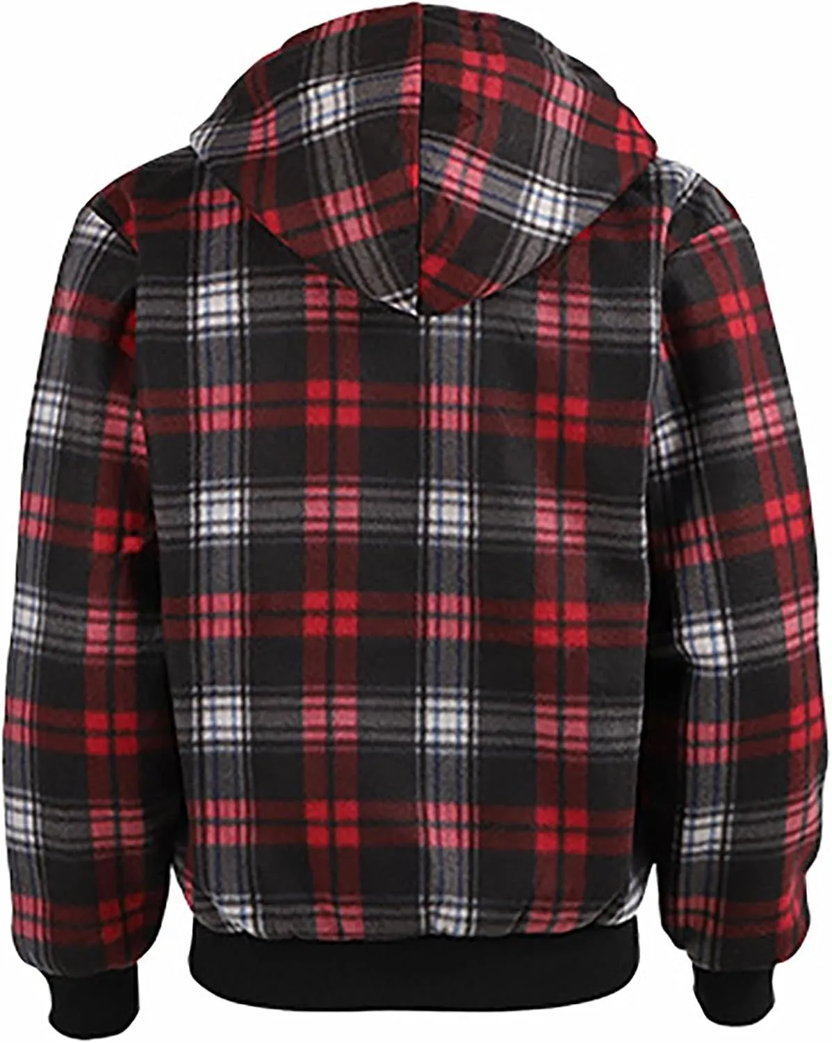 Fleece Jacket Men Full Zip Sherpa Lined Plaid Checkered Crewneck Sweatshirt Big and Tall Hoodies Warm Winter Coat