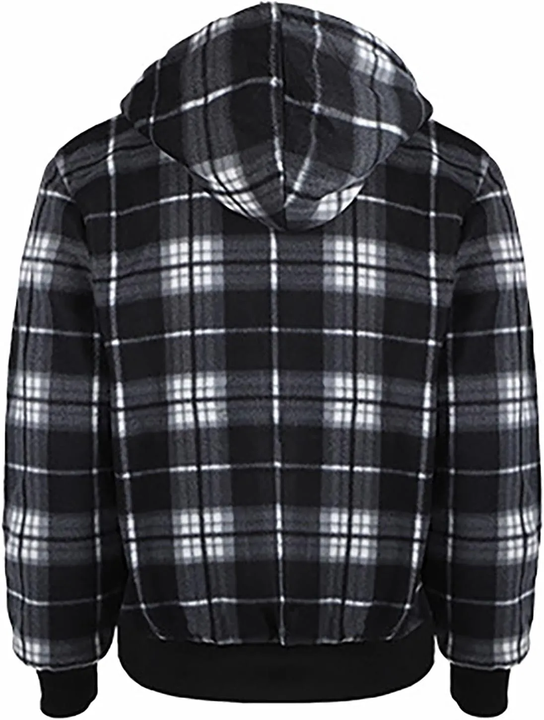 Fleece Jacket Men Full Zip Sherpa Lined Plaid Checkered Crewneck Sweatshirt Big and Tall Hoodies Warm Winter Coat
