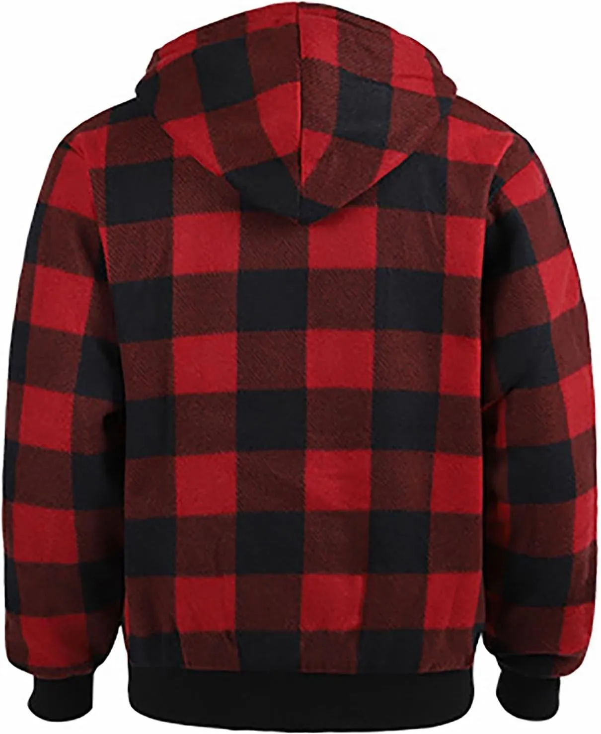 Fleece Jacket Men Full Zip Sherpa Lined Plaid Checkered Crewneck Sweatshirt Big and Tall Hoodies Warm Winter Coat