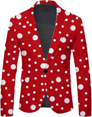 Fxbar Mens Sport Coats and Blazer Men's Dress Buckle Printed Suit Notched Lapel Slim Fit Stylish Blazer Dress Suit Jacket