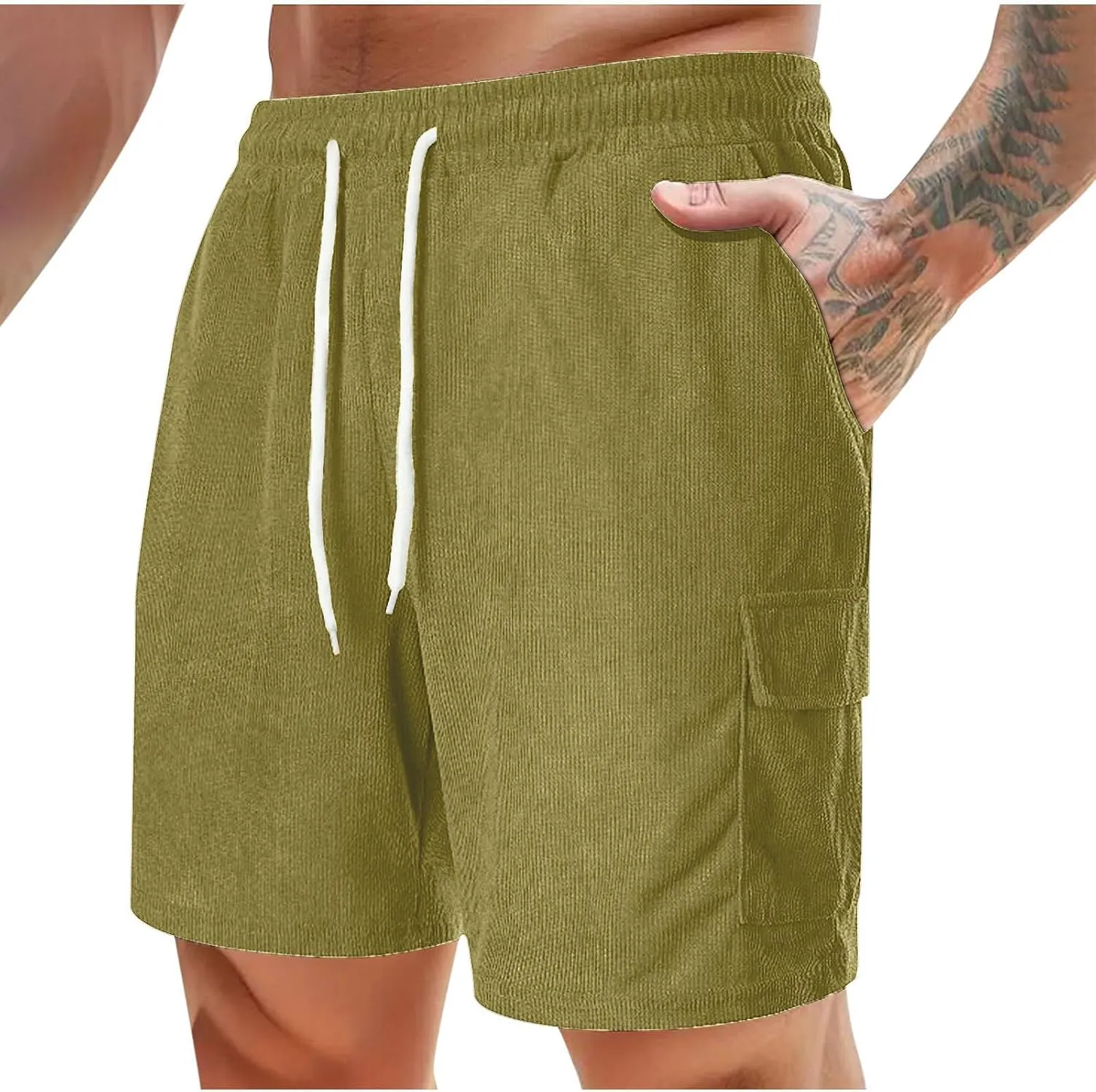 generic Men's Shorts Casual Summer Vacation Shorts Men Lounge Shorts Summer Spring Corduroy Shorts Relaxed Fit Elastic Waist