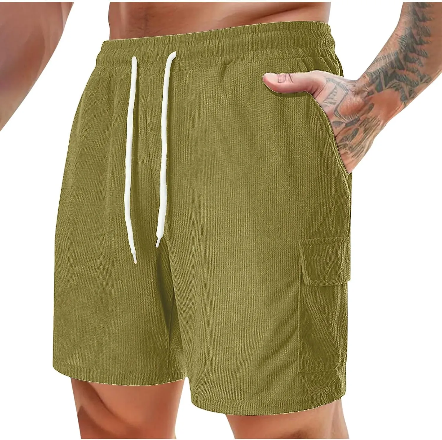 generic Men's Shorts Casual Summer Vacation Shorts Men Lounge Shorts Summer Spring Corduroy Shorts Relaxed Fit Elastic Waist